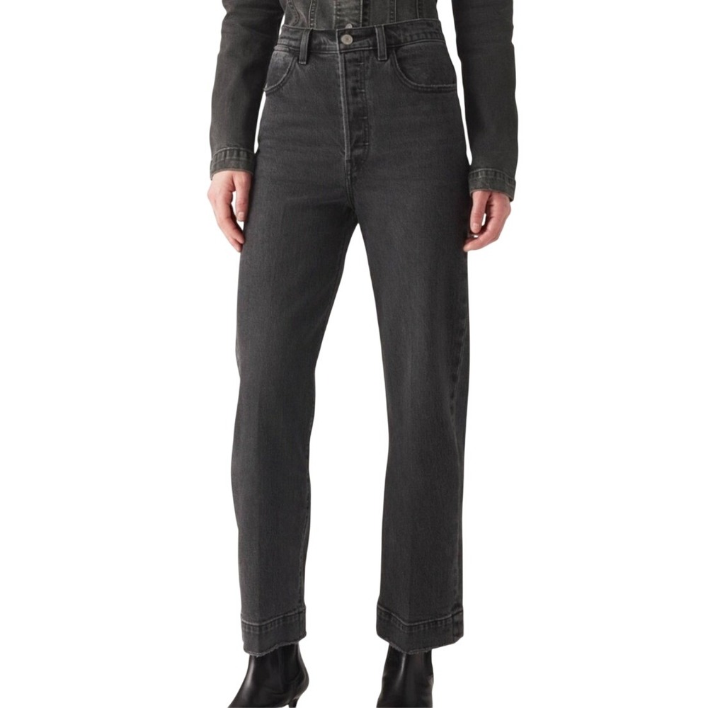 Levis Ribcage Straight Ankle Tailored Jeans 26 Faded Black Button Fly A8718-0000